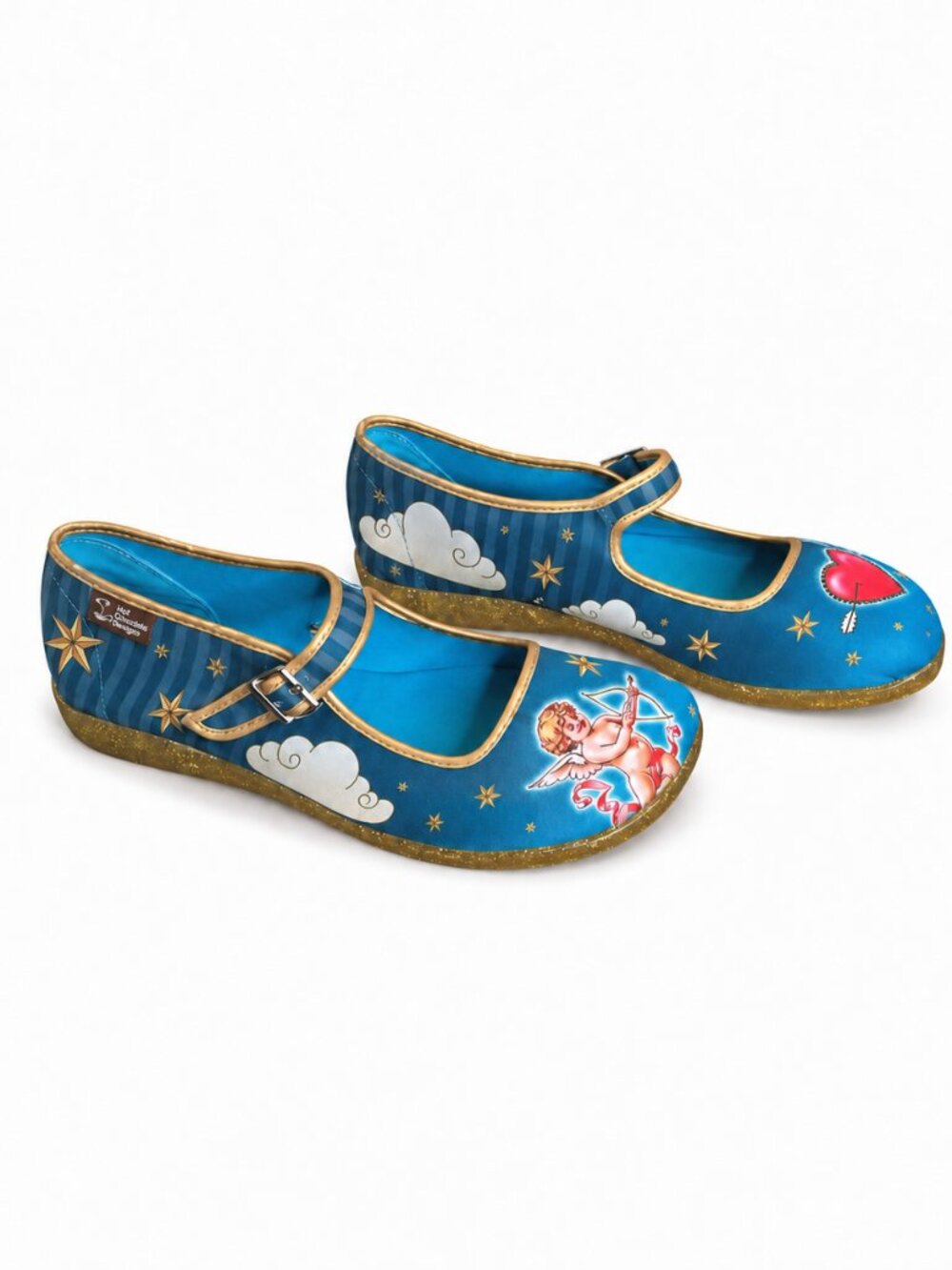 Hot Chocolate Design Chocolaticas Cupid Mary Jane Flats Blue Gold UK 5 EU 38